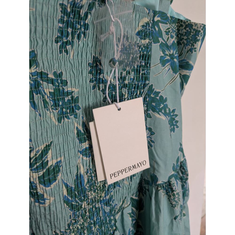Peppermayo Emmalina Drop-Waist Midi Dress Cloud Nine Floral Aqua Teal Sz M NWT - Picture 8 of 8